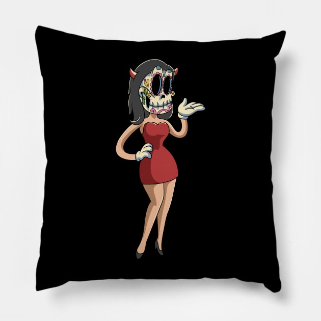 Lady Skull Fiesta Pillow by milatees