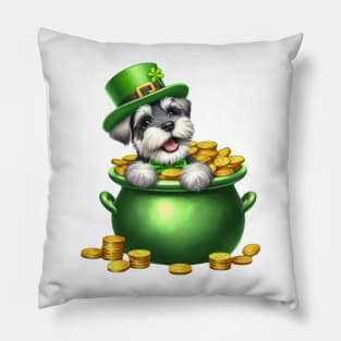 St Patricks Day Miniature Schnauzer Dog Pillow