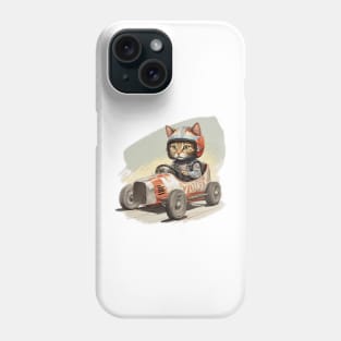 cat in a racing go kart Phone Case