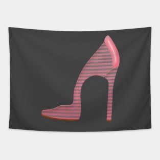 Pink and grey high heel shoe Tapestry