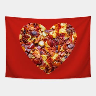 Spicy Red Hot Pepper Chili Flakes Photograph Heart. Tapestry