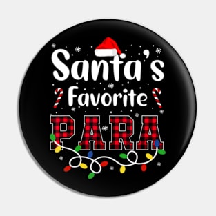 Santa's Favorite Para Christmas Paraprofessional Santa Hat Pin