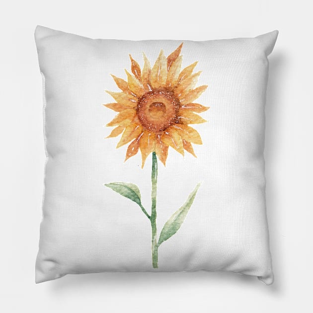 Watercolor sunflower Pillow by nadiaham