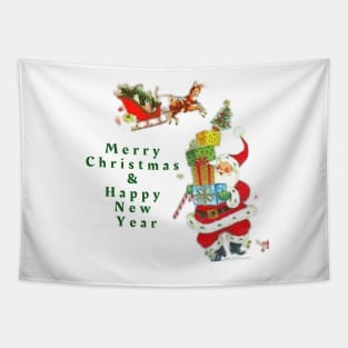 retro vintage pink santa claus Tapestry