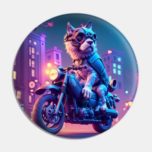 Night Ride Dog Biker - fantasy art Pin