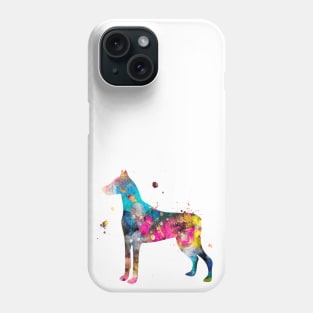 Doberman Dog Watercolor Painting Phone Case