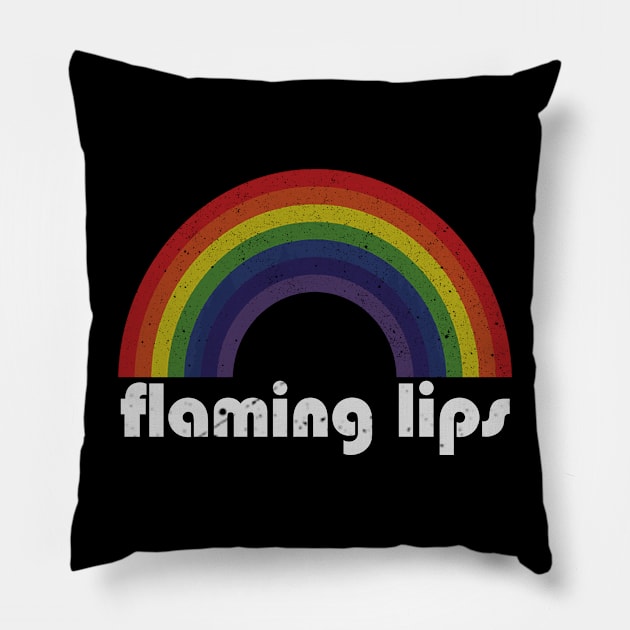 Flaming Lips Vintage Retro Rainbow Pillow by Arthadollar