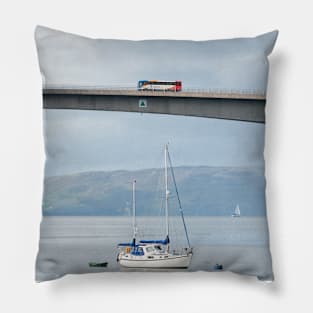 A bus passes over the Skye Bridge to Isle of Skye, Scotland Pillow