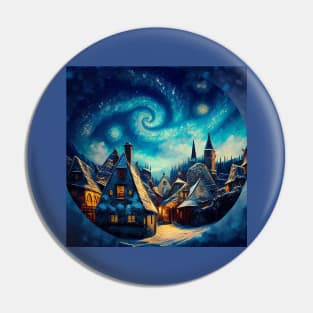 Starry Night Over Hogsmeade Village Pin