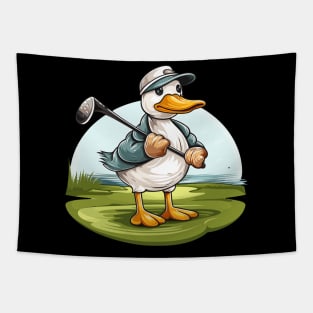 Duck playing golf Tapestry