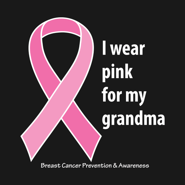 Breast cancer ribbon for grandma, with white type by Just Winging It Designs