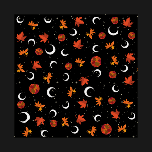 Autumn Moon Maple pattern T-Shirt