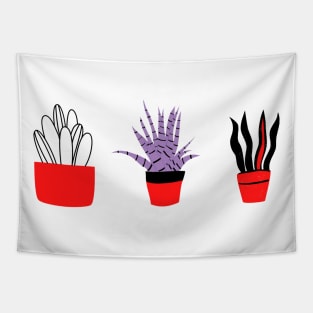 red black purple plant line art Tapestry