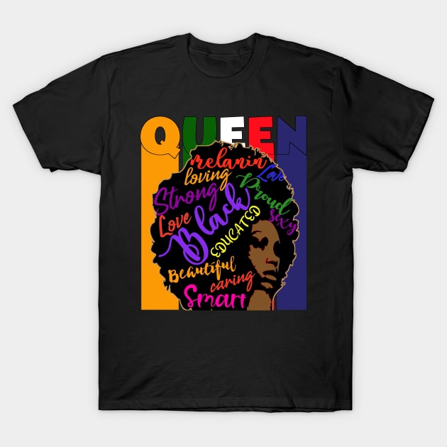 Strong Black Woman With Afro Natural Hair In Words Tee Shirt Strong Black Woman With Afro Natural Hair In Words Tee Shirt