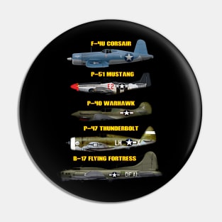 WW2 Warplane Warbirds B-17 P51 Mustang F4U Corsair Pin