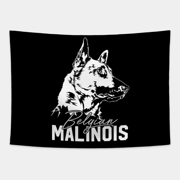 Belgian Malinois dog portrait Tapestry by wilsigns