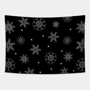 Black and white snowflake winter pattern Tapestry