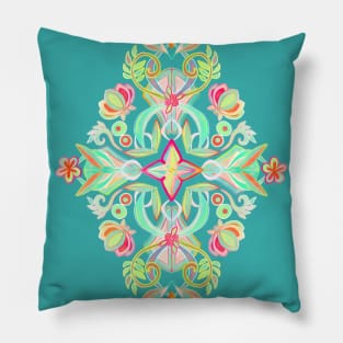 Soft Neon Pastel Boho Pattern Pillow