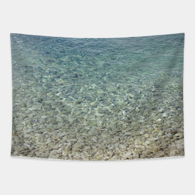 Pebbles shore Croatian beach, nature photography Tapestry by F-for-Fab