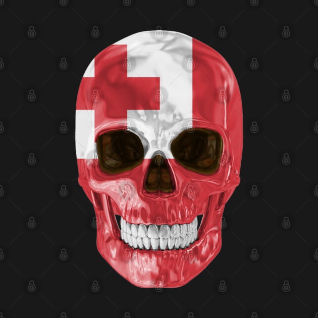 Tonga Flag Skull - Gift for Togan With Roots From Tonga by Country Flags