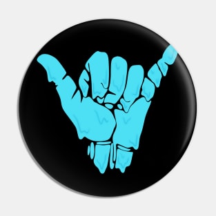 melting/dripping shaka hand in blue/teal Pin