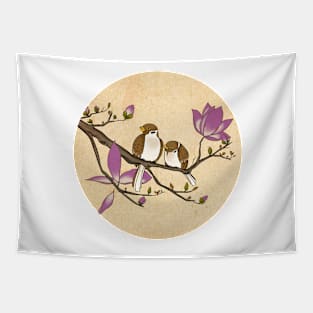 Minhwa: Sparrows on Magnolia Tree C Type Tapestry