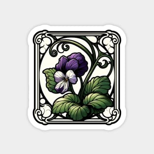 Art Nouveau violet February Birth month Flower Magnet