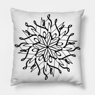 Black Snowflake Mandala Winter art Pillow