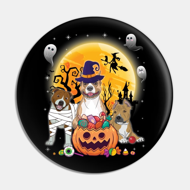 Staffordshire Bull Terrier Dog Mummy Witch Moon Ghosts Happy Halloween Thanksgiving Merry Christmas Pin by joandraelliot