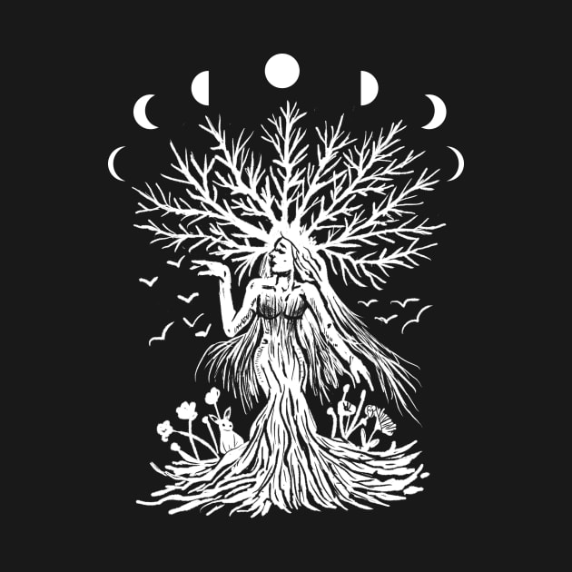 Tree Goddess, Moon Phases, Gothic Witchy Nature by LunaElizabeth