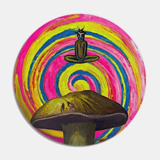 Satan Appears over Psychedelic Mushroom City 2 Pin