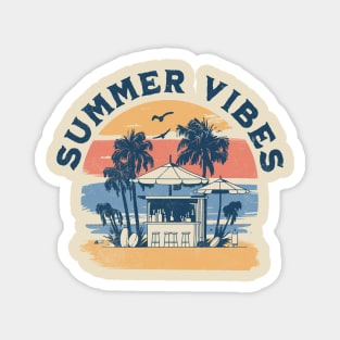 Summer Vibes - Palm Trees Beach Retro Tropical Summer Magnet