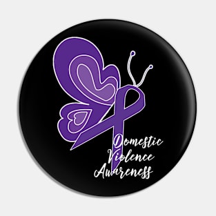 DOMESTIC VIOLENCE AWARENESS ABUSE PURPLE RIBBON BUTTERFLY Pin