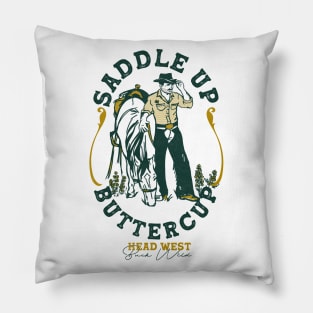 Saddle Up Buttercup: Cool Retro Western Rodeo Cowboy Pillow