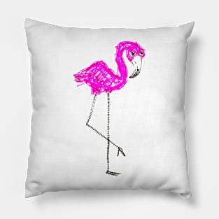 Flamingo Doodle Black Pillow