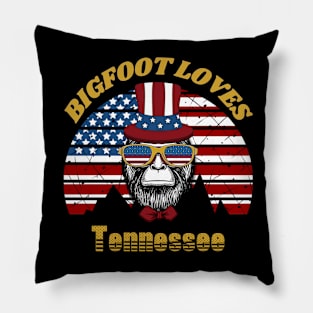 Bigfoot loves America and Tennessee Pillow