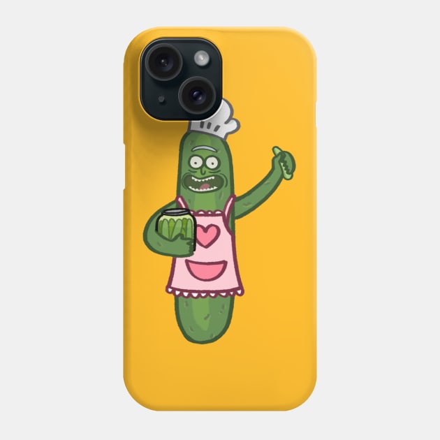 Chef pickle holding jar of pickles cartoon Phone Case by ballooonfish