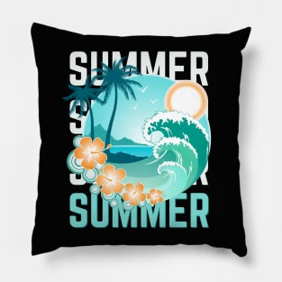 Hello summer Beach summertime Adventure travel lover palm tree sun Pillow