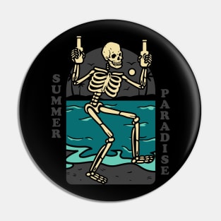 Drunk skeleton in summer paradise Pin