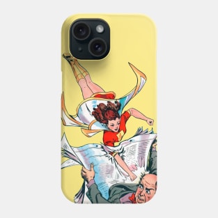 Flying Superhero Retro Girl Punch Vintage Comic Old Cartoon Phone Case