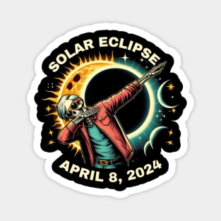 Dabbing Skeleton Total Solar Eclipse 2024 wearing Glasses Magnet