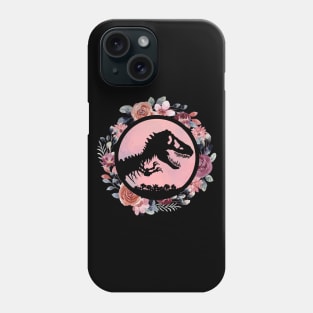 Jurassic Park Flowers - vintgae, retro, dino, dinosaur, gift idea, birthday, christmas, gift for fans,  girls, women, kids, funny, cute, mom, girlish, girly, jurassic world,  clever girl, lover, men,  raptor, trex, baby, blue, Phone Case