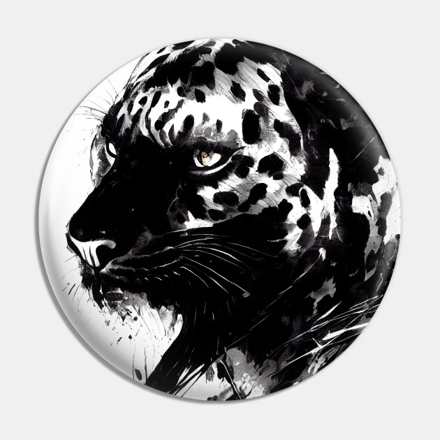 Leopard Panther Wild Nature Free Spirit Art Brush Painting Pin by Cubebox