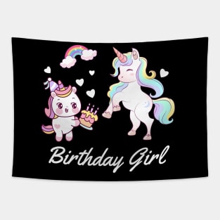 Birthday Girl Unicorn T-Shirt Tapestry