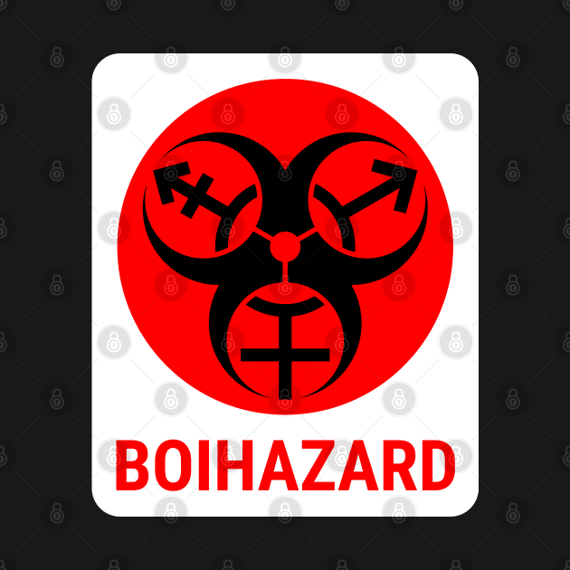 "BOI HAZARD" - Label Style - Red by GenderConcepts