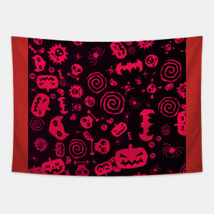 Halloween Pattern Art Design Red Tapestry