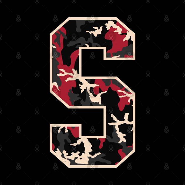 Initial Capital Letter S Camo Alphabet Gift Women Men Kids by teeleoshirts