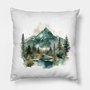 Watercolor Mountain Pillow