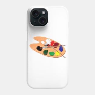 Artist Palette with Paints and Brushes (White Background) Phone Case