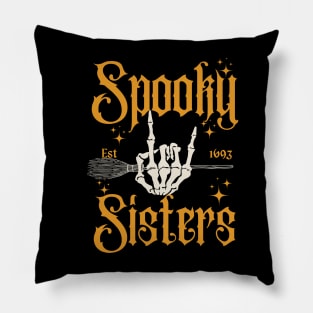 Spooky Sisters Group Matching Girlfriends or Sisters Halloween Witches Pillow